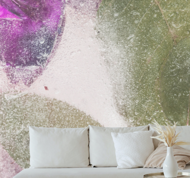Mural de pared flores elementos florales morados - TenVinilo