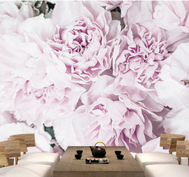 Mural de pared flores en tonos rosa suave - TenVinilo