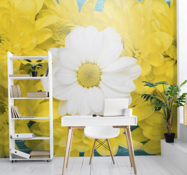 Mural de pared flores enfoque de margarita - TenVinilo