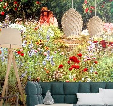 Mural de pared flores escena de camino jardín - TenVinilo