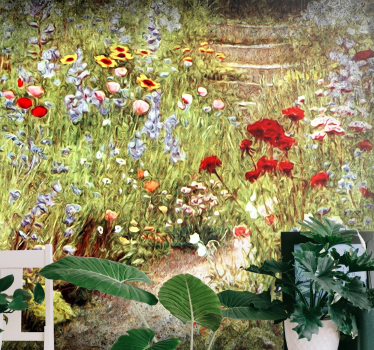 Mural de pared flores escena de sendero floral - TenVinilo