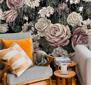 Mural de pared flores estallido floral vintage - TenVinilo