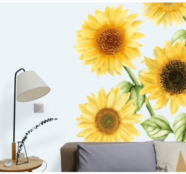 Mural de pared flores exhibición de girasoles - TenVinilo