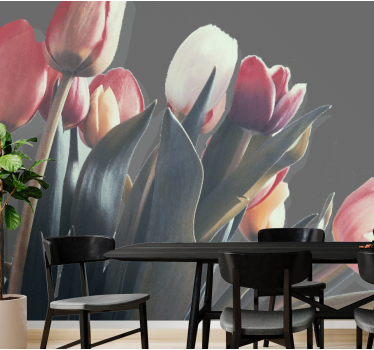 Mural de pared flores exhibición de tulipanes - TenVinilo