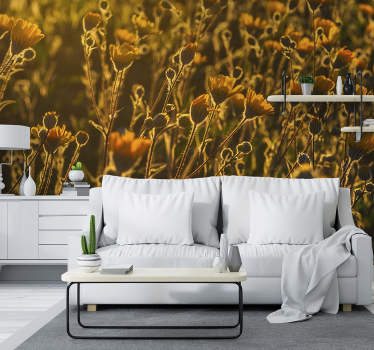 Mural de pared flores flora de floración dorada - TenVinilo