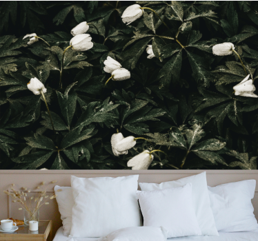 Mural de pared flores flores blancas suaves - TenVinilo