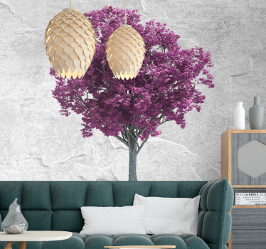 Mural de pared flores flores de árbol púrpura - TenVinilo