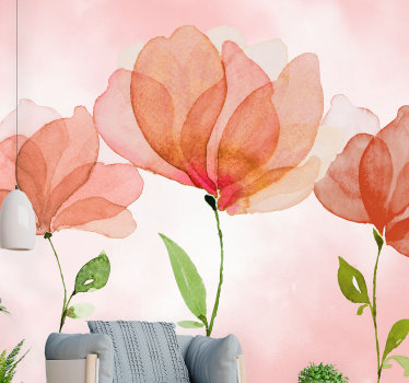 Mural de pared flores flores elegantes en flor - TenVinilo