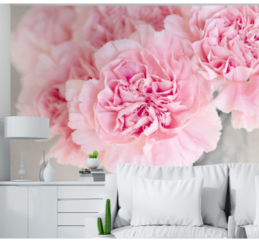Mural de pared flores flores rosadas encantadoras - TenVinilo