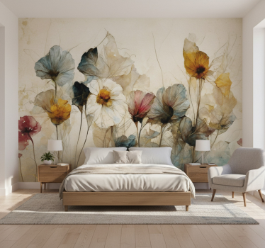 Mural de pared flores flores secas hermosas - TenVinilo