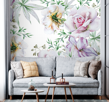 Mural de pared flores hermoso arreglo floral - TenVinilo