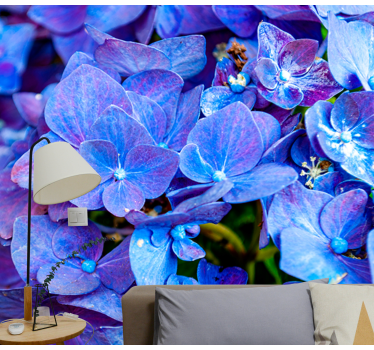 Mural de pared flores hortensias vibrantes - TenVinilo