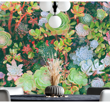 Mural de pared flores jardín de suculentas - TenVinilo