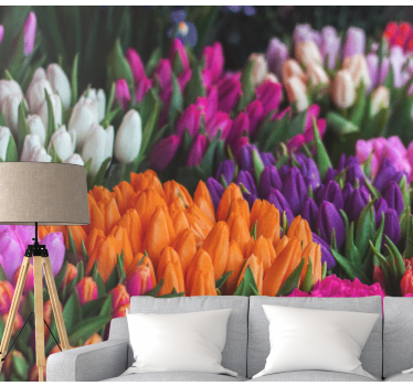Mural de pared flores jardín de tulipanes - TenVinilo