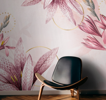 Mural de pared flores lirios rosados en flor - TenVinilo