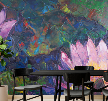 Mural de pared flores loto abstracto - TenVinilo