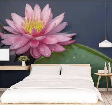 Mural de pared flores loto rosa sereno - TenVinilo