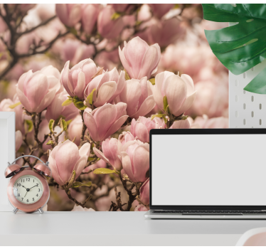 Mural de pared flores magnolia floreciente - TenVinilo