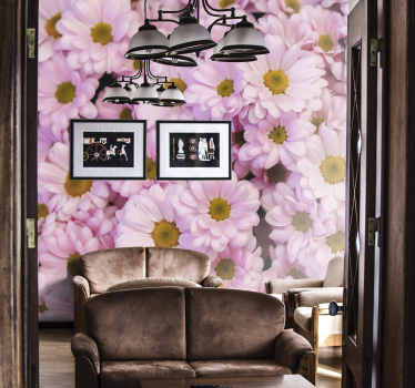 Mural de pared flores margaritas rosadas - TenVinilo