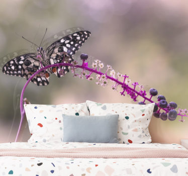 Mural de pared flores mariposa en flor - TenVinilo
