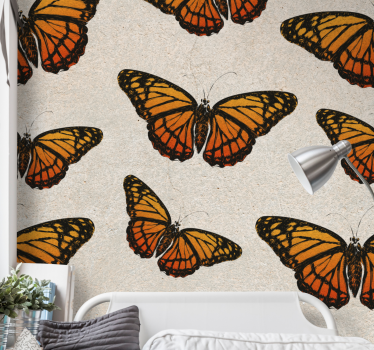 Mural de pared flores mariposas en vuelo - TenVinilo