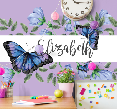 Mural de pared flores mariposas y botánicos - TenVinilo