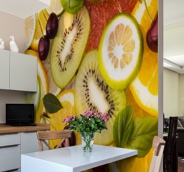 Mural de pared flores medley de cítricos en rodajas - TenVinilo
