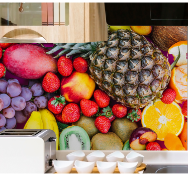 Mural de pared flores medley de frutas vibrantes - TenVinilo