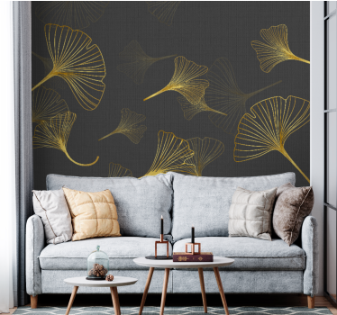 Mural de pared flores motivo hoja de ginkgo - TenVinilo