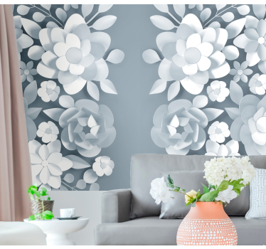 Mural de pared flores motivos botánicos elegantes - TenVinilo