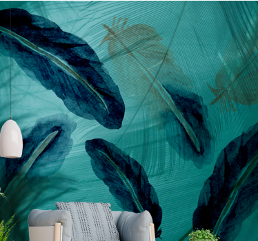 Mural de pared flores motivos de hojas elegantes - TenVinilo
