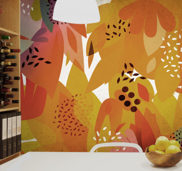 Mural de pared flores motivos de hojas vibrantes - TenVinilo