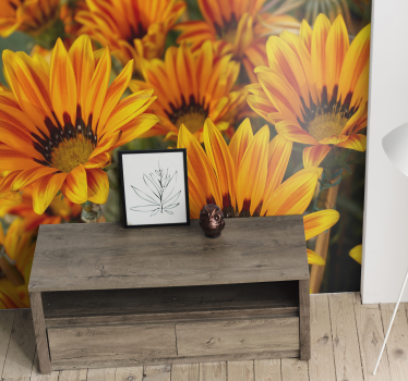 Mural de pared flores naranjas soleadas - TenVinilo