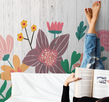 Mural de pared flores obra floral colorida - TenVinilo