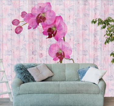 Mural de pared flores orquídeas rosas - TenVinilo