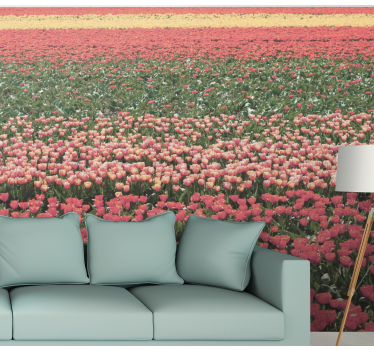 Mural de pared flores paisaje de campo de tulipanes - TenVinilo