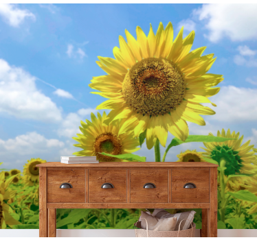 Mural de pared flores paisaje de girasoles - TenVinilo