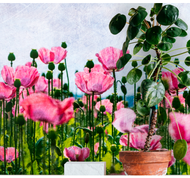 Mural de pared flores panorama de amapolas en flor - TenVinilo