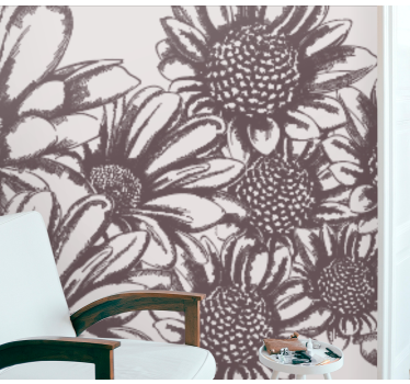 Mural de pared flores patrón de flores margaritas - TenVinilo