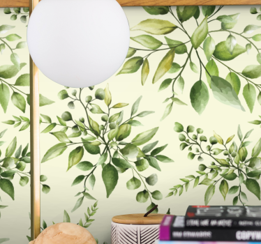 Mural de pared flores patrón de vegetación elegante - TenVinilo
