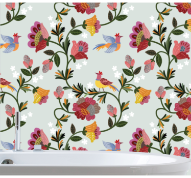 Mural de pared flores patrón floral colorido - TenVinilo