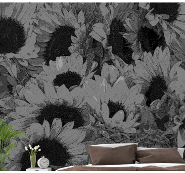 Mural de pared flores patrón floral de girasol - TenVinilo