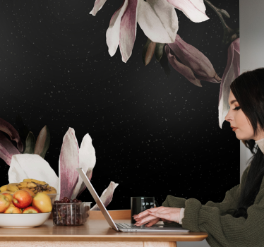 Mural de pared flores patrón floral de magnolia - TenVinilo