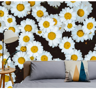 Mural de pared flores patrón floral de manzanilla - TenVinilo