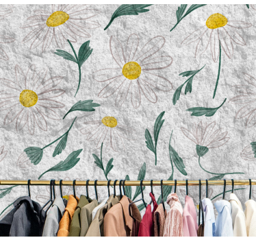 Mural de pared flores patrón floral de margaritas - TenVinilo