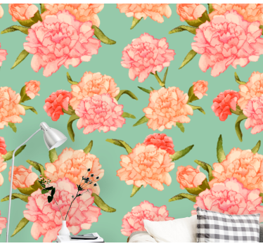 Mural de pared flores patrón floral de peonías - TenVinilo