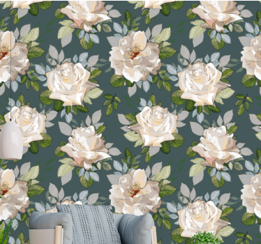Mural de pared flores patrón floral de rosas - TenVinilo