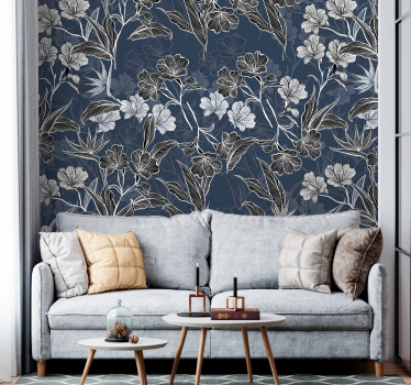 Mural de pared flores patrón floral elegante - TenVinilo