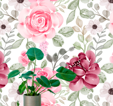 Mural de pared flores patrón floral en flor - TenVinilo