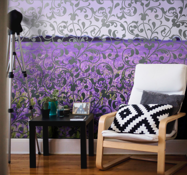 Mural de pared flores patrón floral lavanda - TenVinilo